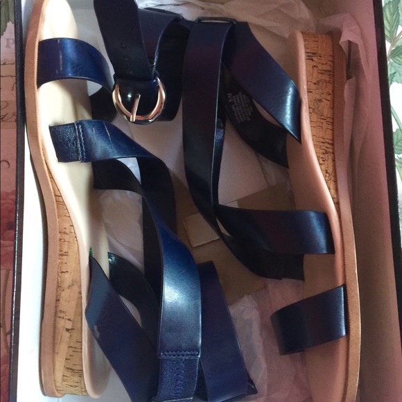 Nine West Navy Leather Sandals - Picture 2 of 4